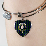 1sttheworld Jewelry - Lamont Modern Clan Tartan Crest Heart Bangle A7 | 1sttheworld