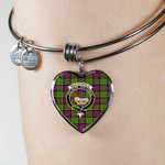 1sttheworld Jewelry - MacDonald of Clanranald Clan Tartan Crest Heart Bangle A7 | 1sttheworld