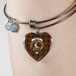 1sttheworld Jewelry - Ainslie Clan Tartan Crest Heart Bangle A7 | 1sttheworld