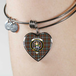 1sttheworld Jewelry - Murray of Atholl Weathered Clan Tartan Crest Heart Bangle A7 | 1sttheworld