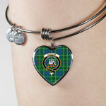 1sttheworld Jewelry - Duncan Ancient Clan Tartan Crest Heart Bangle A7 | 1sttheworld