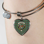 1sttheworld Jewelry - MacKinnon Hunting Ancient Clan Tartan Crest Heart Bangle A7 | 1sttheworld