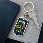 1sttheworld Jewelry - MacIntyre Hunting Modern Clan Tartan Crest Dog Tag with Swivel Keychain A7 | 1sttheworld