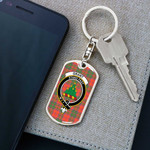 1sttheworld Jewelry - Grant Ancient Clan Tartan Crest Dog Tag with Swivel Keychain A7 | 1sttheworld