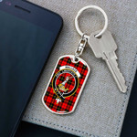 1sttheworld Jewelry - Wallace Hunting Red Clan Tartan Crest Dog Tag with Swivel Keychain A7 | 1sttheworld