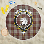 1sttheworld Blanket - Cunningham Burgundy Dancers Clan Tartan Crest Tartan Beach Blanket A7 | 1sttheworld