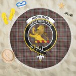 1sttheworld Blanket - Nicolson Hunting Weathered Clan Tartan Crest Tartan Beach Blanket A7 | 1sttheworld