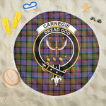 1sttheworld Blanket - Carnegie Ancient Clan Tartan Crest Tartan Beach Blanket A7 | 1sttheworld