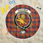 1sttheworld Blanket - Nicolson Ancient Clan Tartan Crest Tartan Beach Blanket A7 | 1sttheworld
