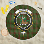 1sttheworld Blanket - Maxwell Hunting Clan Tartan Crest Tartan Beach Blanket A7 | 1sttheworld