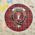 1sttheworld Blanket - Robertson Modern Clan Tartan Crest Tartan Beach Blanket A7 | 1sttheworld