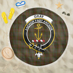 1sttheworld Blanket - Gray Clan Tartan Crest Tartan Beach Blanket A7 | 1sttheworld