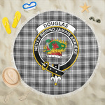 1sttheworld Blanket - Douglas Grey Modern Clan Tartan Crest Tartan Beach Blanket A7 | 1sttheworld