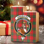 1sttheworld Candle Holder - MacAulay Modern Clan Tartan Crest Tartan Candle Holder A7 | 1sttheworld