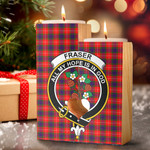 1sttheworld Candle Holder - Fraser Modern Clan Tartan Crest Tartan Candle Holder A7 | 1sttheworld