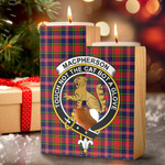 1sttheworld Candle Holder - MacPherson Modern Clan Tartan Crest Tartan Candle Holder A7 | 1sttheworld