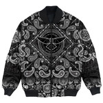 1sttheworld Clothing - Viking Bomber Jacket - Raven With Open Wings Against Sacred Sign Of Vikings with Bandana Paisley Style A7 | 1sttheworld.co