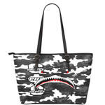 1sttheworld Leather Tote - Groove Phi Groove Full Camo Shark Leather Tote | 1sttheworld
