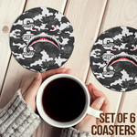 1sttheworld Coasters (Sets of 6) - Groove Phi Groove Full Camo Shark Coasters | 1sttheworld
