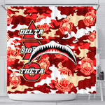 1sttheworld Shower Curtain - Delta Sigma Theta Full Camo Shark Shower Curtain | 1sttheworld
