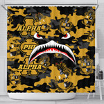 1sttheworld Shower Curtain - Alpha Phi Alpha Full Camo Shark Shower Curtain | 1sttheworld
