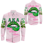 1sttheworld Clothing - AKA Lips Long Sleeve Button Shirt A7 | 1sttheworld.store