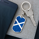 1sttheworld Dog Tag with Swivel Keychain - Flag of Scotland Flag Grunge Style Dog Tag with Swivel Keychain A7 | 1sttheworld