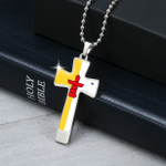 1sttheworld Cross Necklace - Military Ball Chain - Canada Flag Of Nunavut Cross Necklace - Military Ball Chain A7 | 1sttheworld