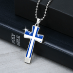1sttheworld Cross Necklace - Military Ball Chain - Canada Flag Of Quebec Cross Necklace - Military Ball Chain A7 | 1sttheworld