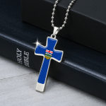 1sttheworld Cross Necklace - Military Ball Chain - Canada Flag Of Alberta Cross Necklace - Military Ball Chain A7 | 1sttheworld