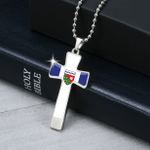 1sttheworld Cross Necklace - Military Ball Chain - Canada Flag Of The Northwest Territories Cross Necklace - Military Ball Chain A7 | 1sttheworld