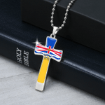 1sttheworld Cross Necklace - Military Ball Chain - Canada Flag Of British Columbia Cross Necklace - Military Ball Chain A7 | 1sttheworld