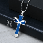 1sttheworld Cross Necklace - Military Ball Chain - Flag of Scotland Flag Grunge Style Cross Necklace - Military Ball Chain A7 | 1sttheworld