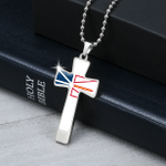1sttheworld Cross Necklace - Military Ball Chain - Canada Flag Of Newfoundland And Labrador Cross Necklace - Military Ball Chain A7 | 1sttheworld