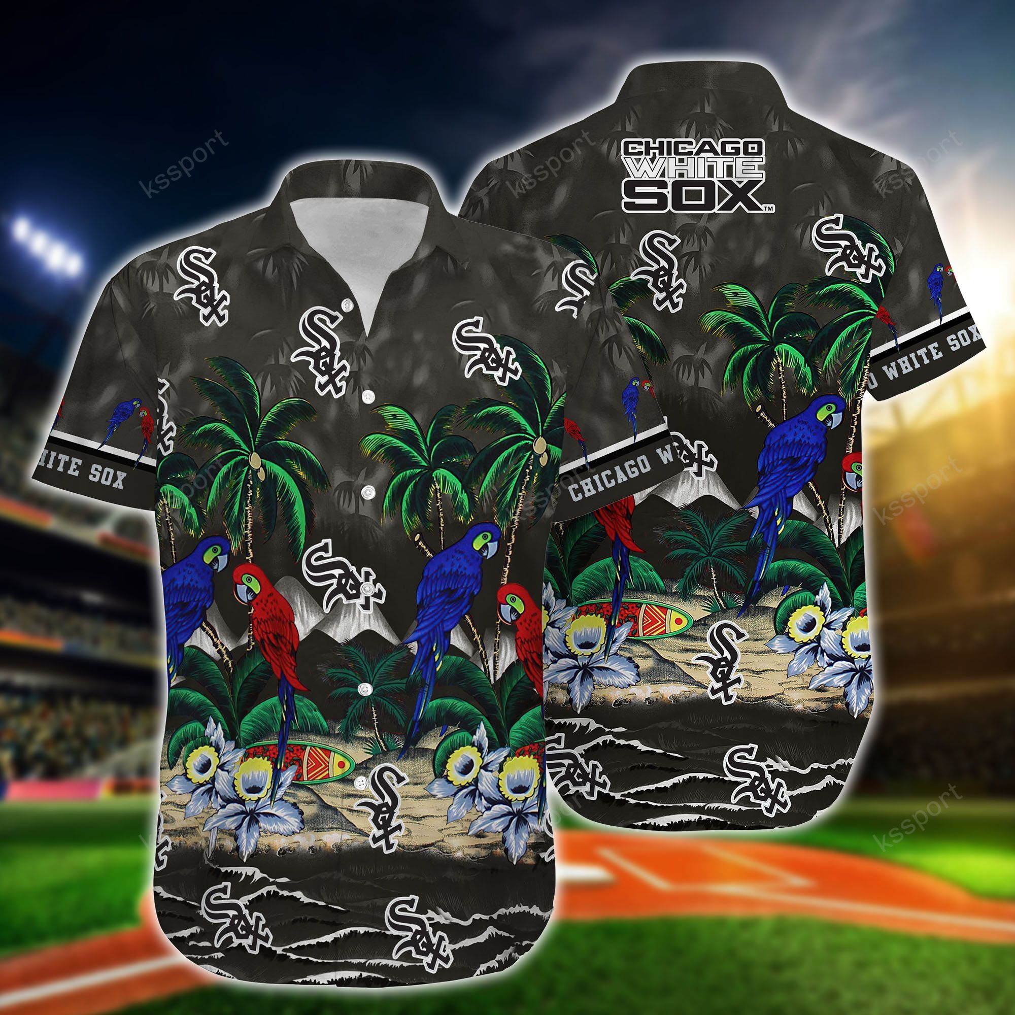 MLB Chicago White Sox Parrot Hawaiian Shirt, Short2