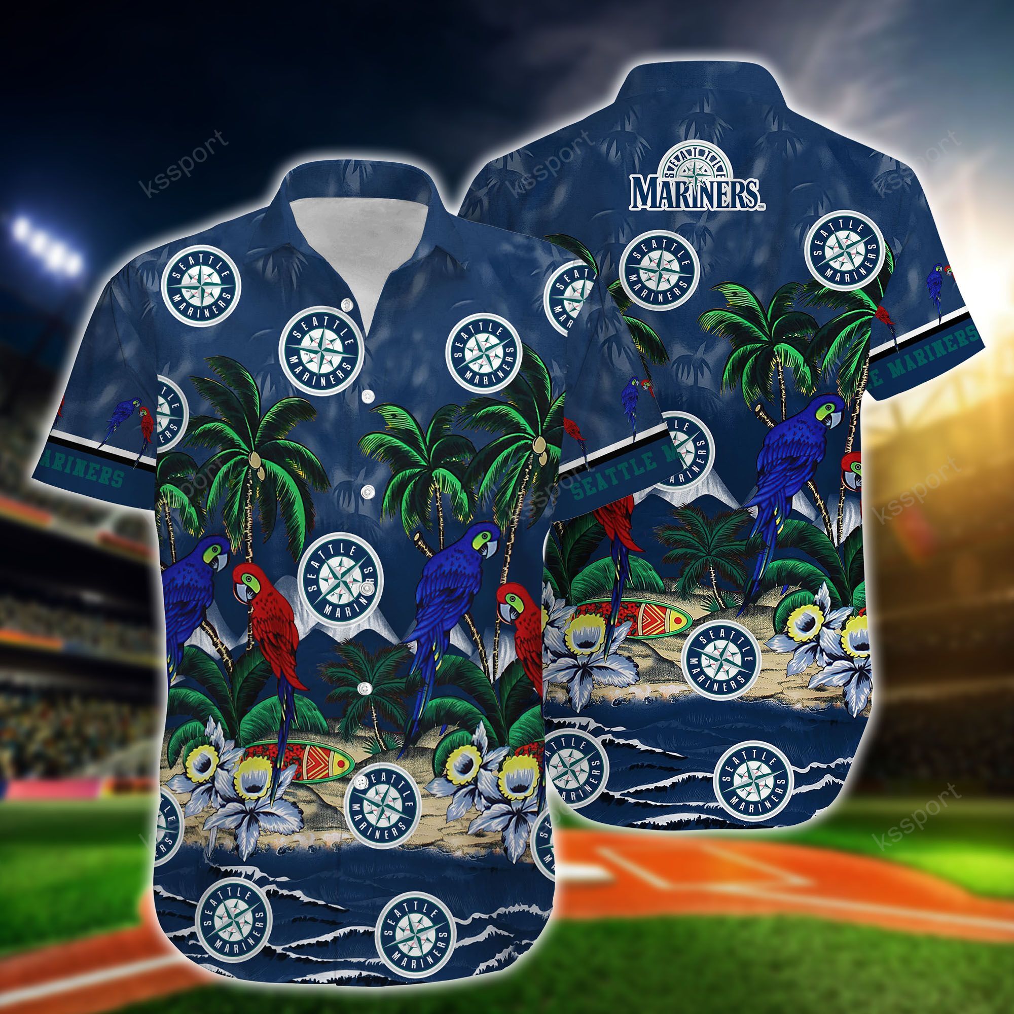 MLB Seattle Mariners Parrot Hawaiian Shirt, Short2