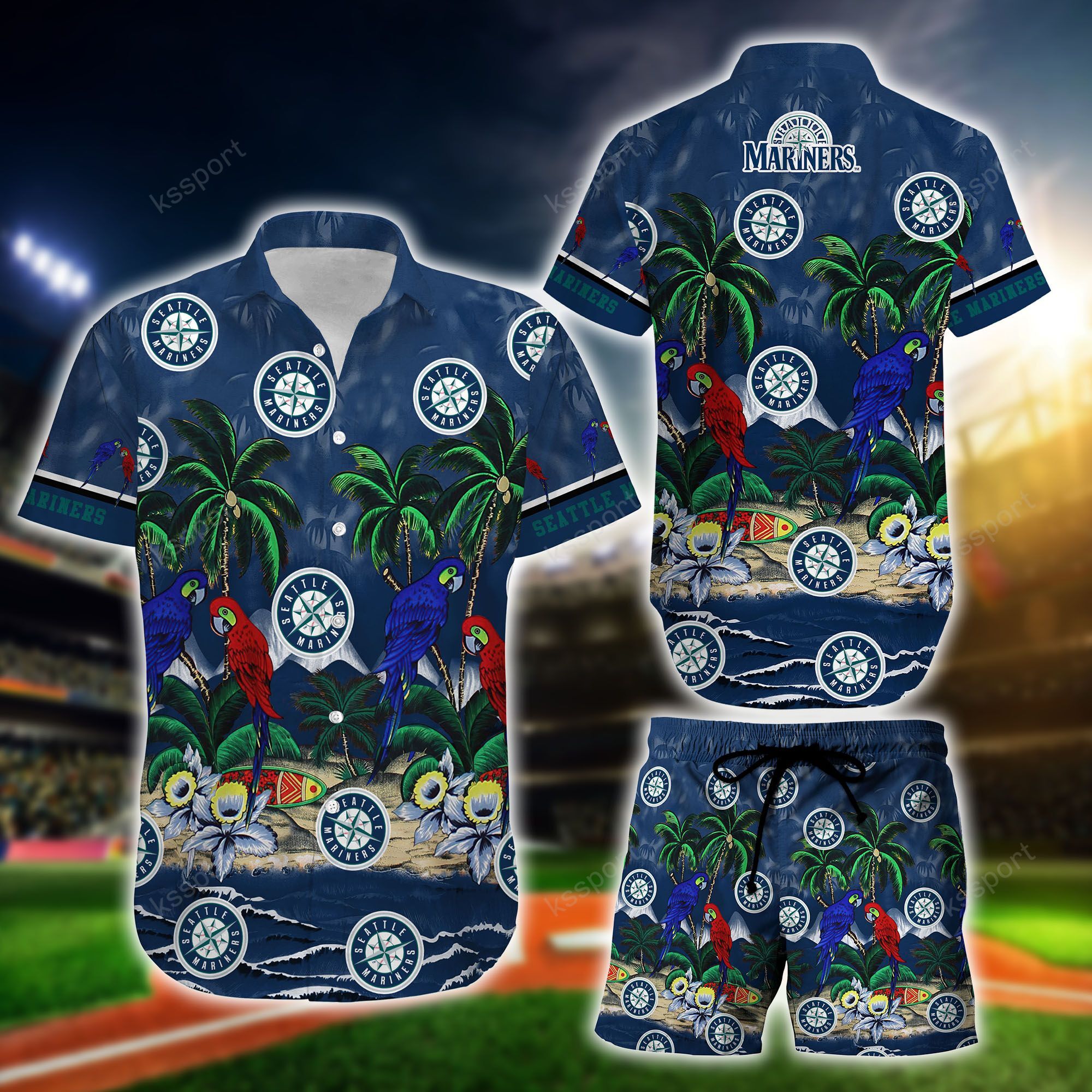 MLB Seattle Mariners Parrot Hawaiian Shirt, Short1