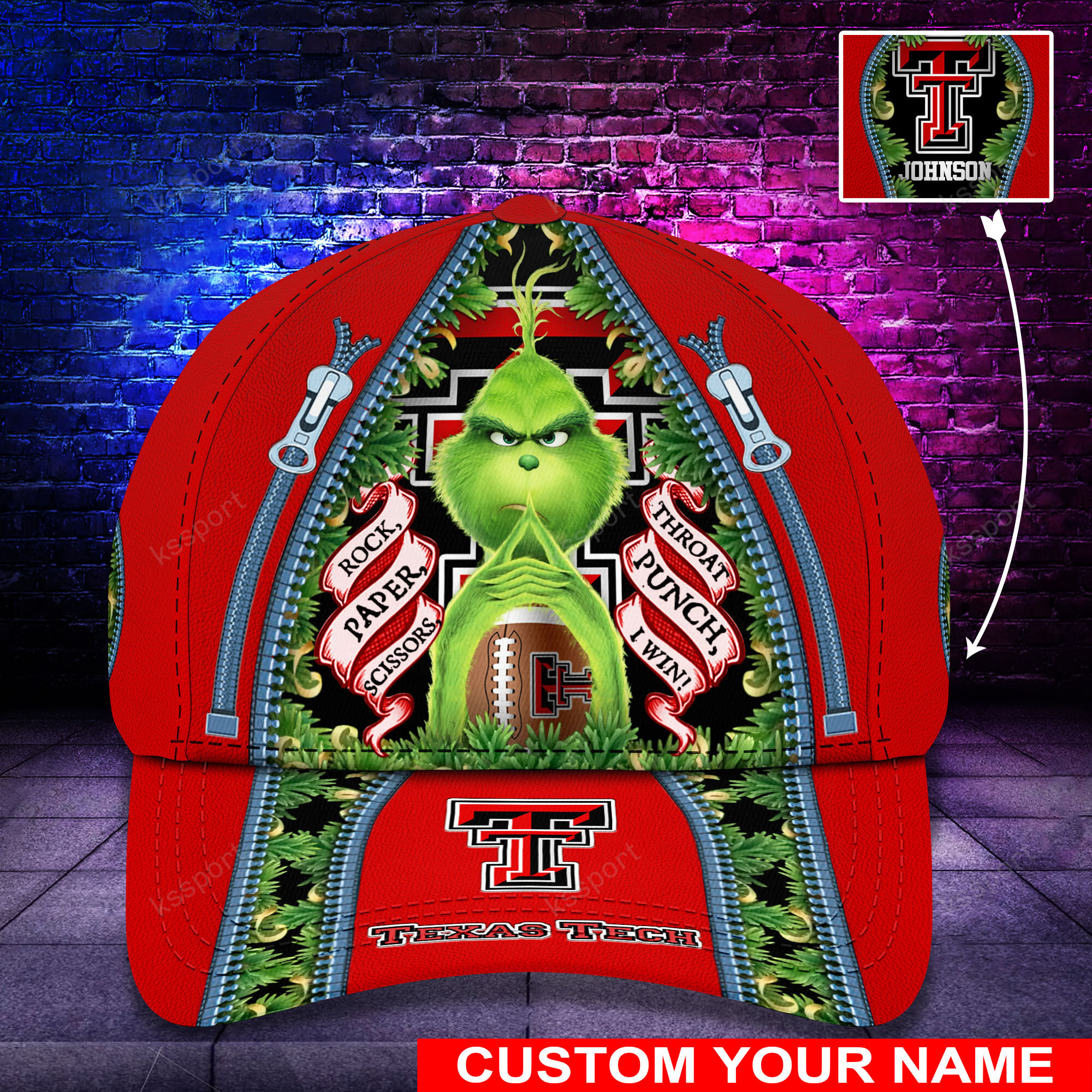 Personalized Grinch Texas Tech Red Raiders NCAA Custom Cap1