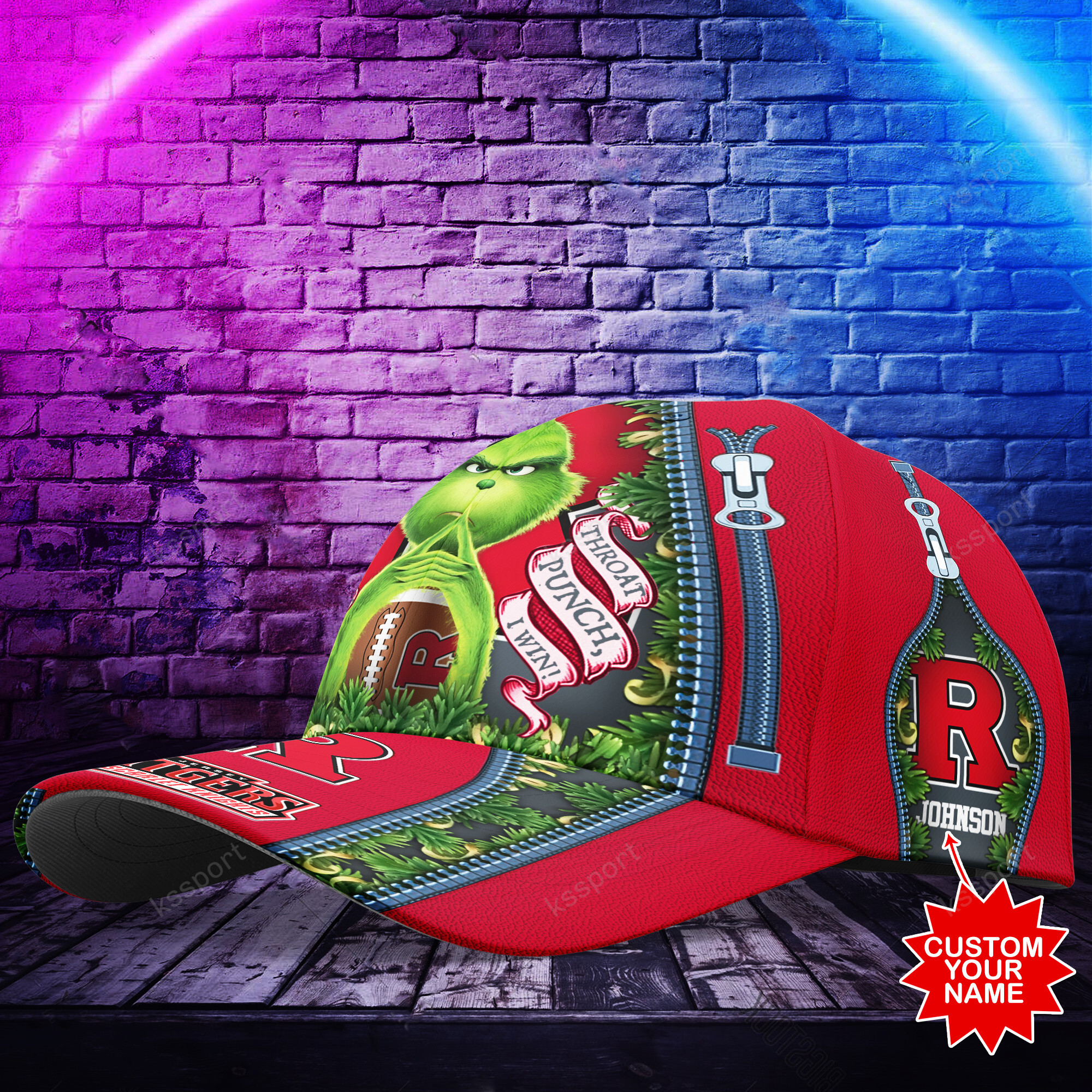 Personalized Grinch Rutgers Scarlet Knights NCAA Custom Cap2
