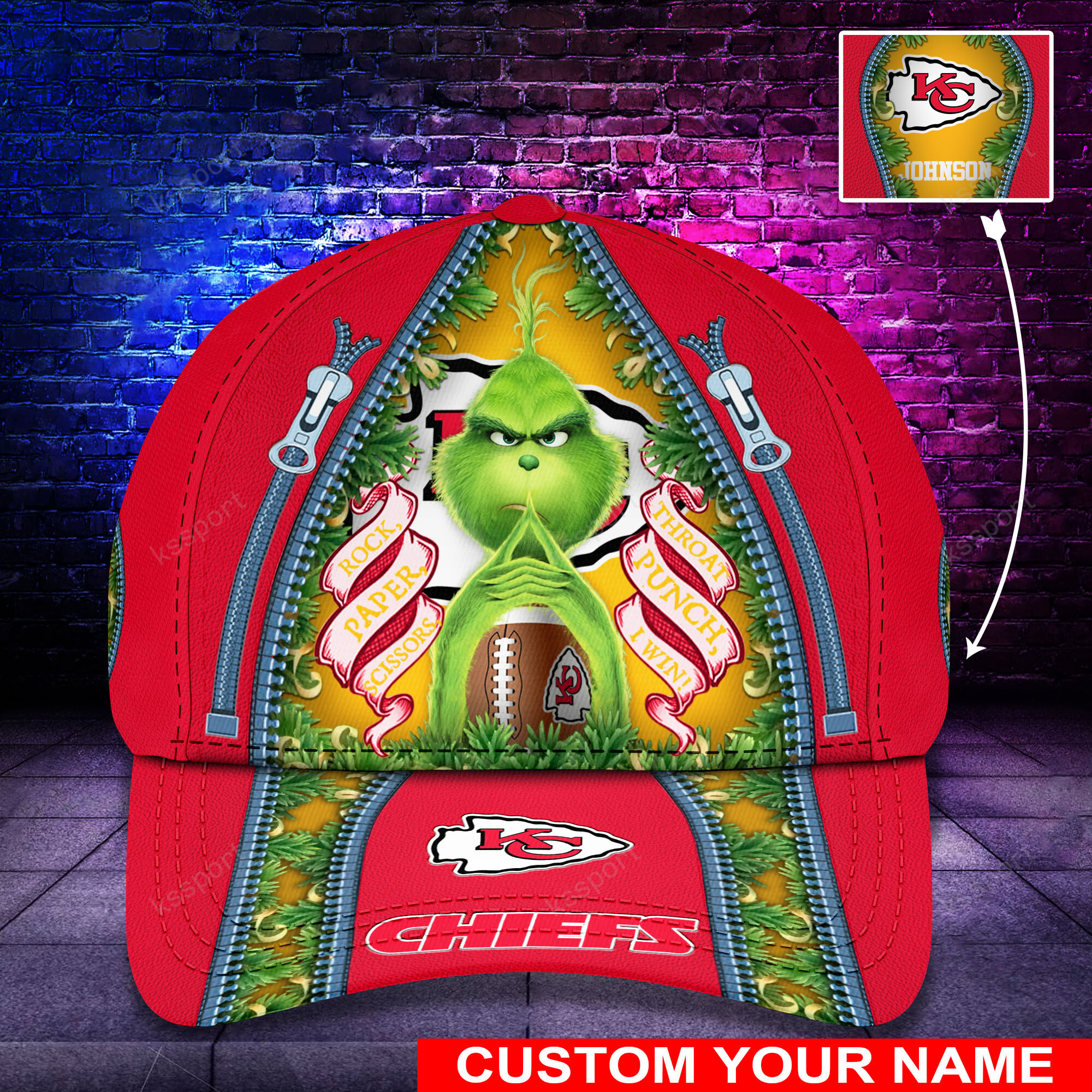 Personalized Grinch Kansas City Chiefs NFL Custom Cap1