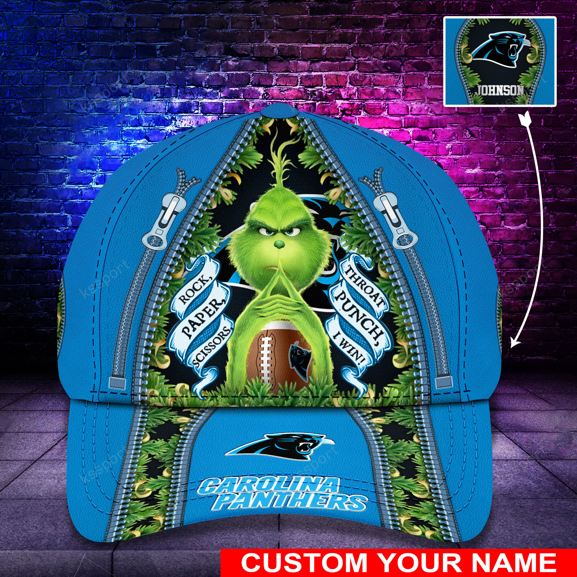 Personalized Grinch Carolina Panthers NFL Custom Cap1