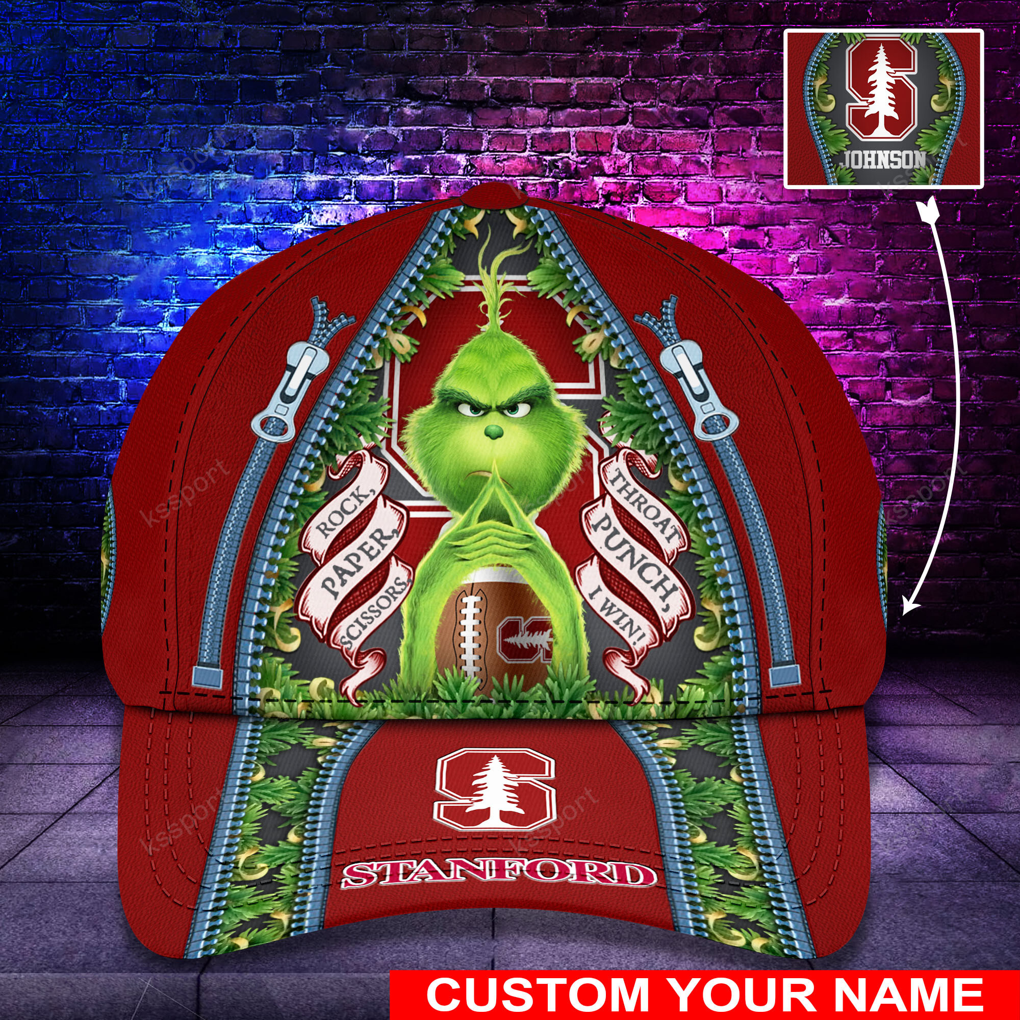Personalized Grinch Stanford Cardinal NCAA Custom Cap1