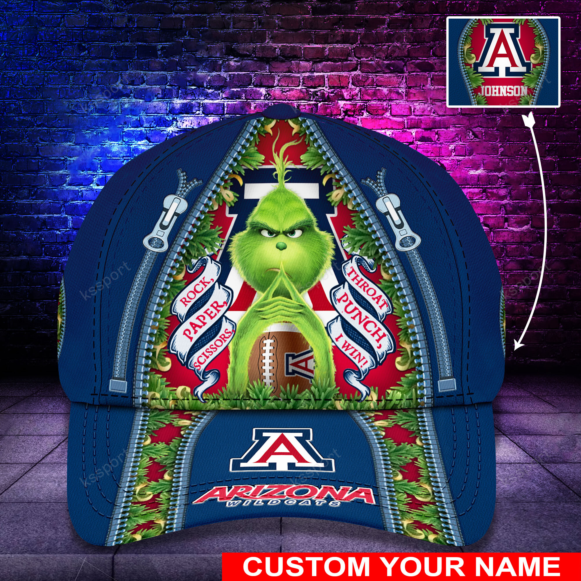 Personalized Grinch Arizona Wildcats NCAA Custom Cap1