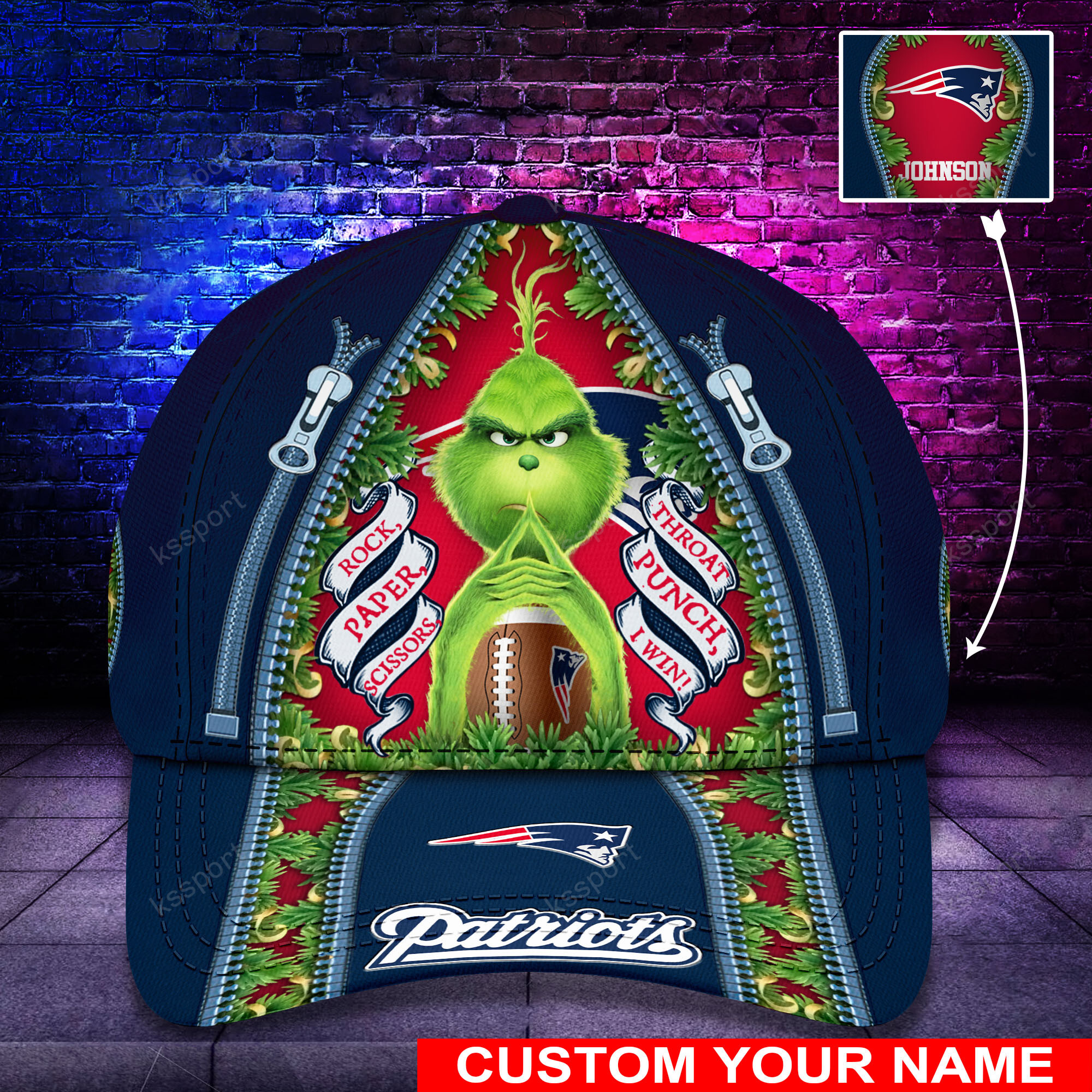 Personalized Grinch New England Patriots NFL Custom Cap1