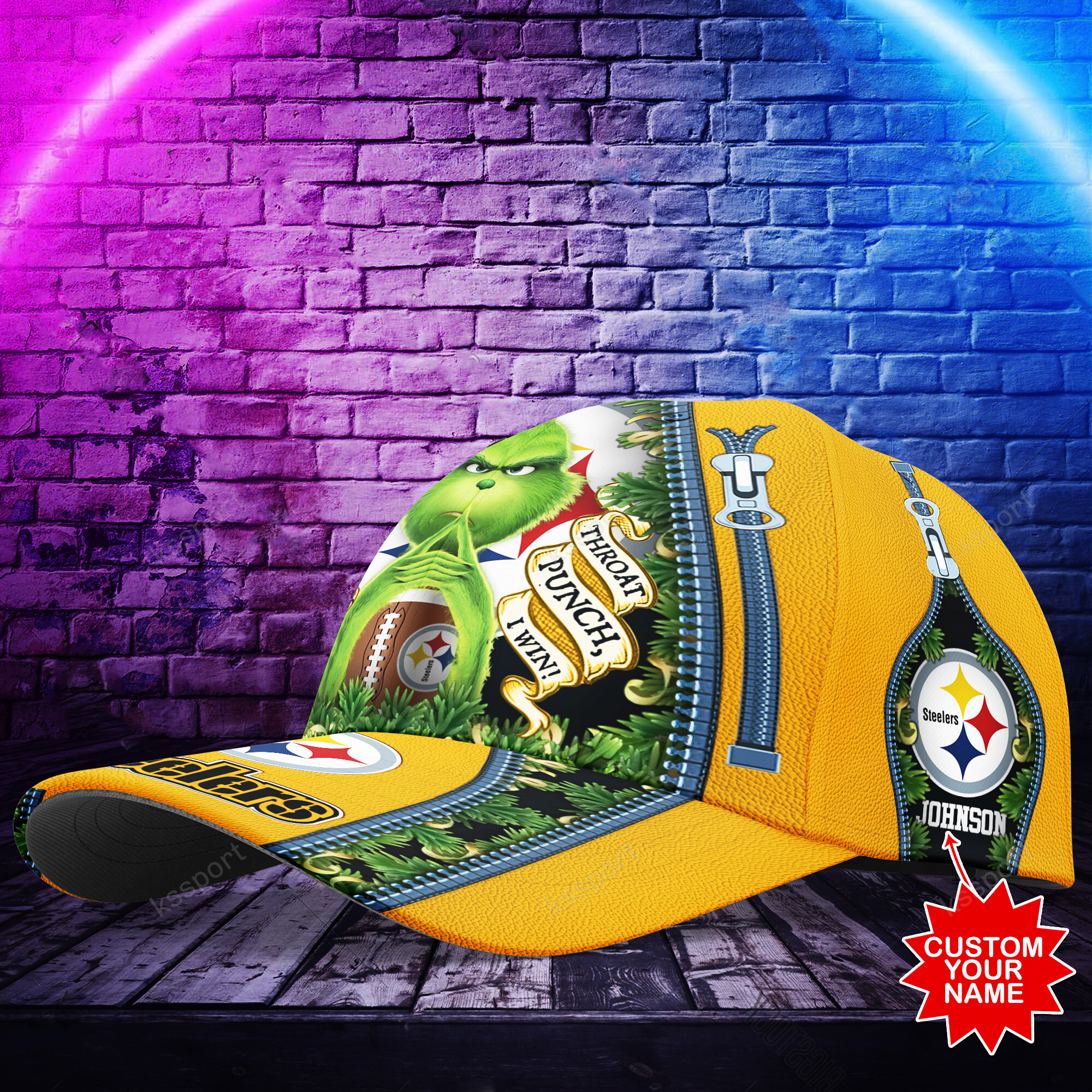 Personalized Grinch Pittsburgh Steelers NFL Custom Cap2