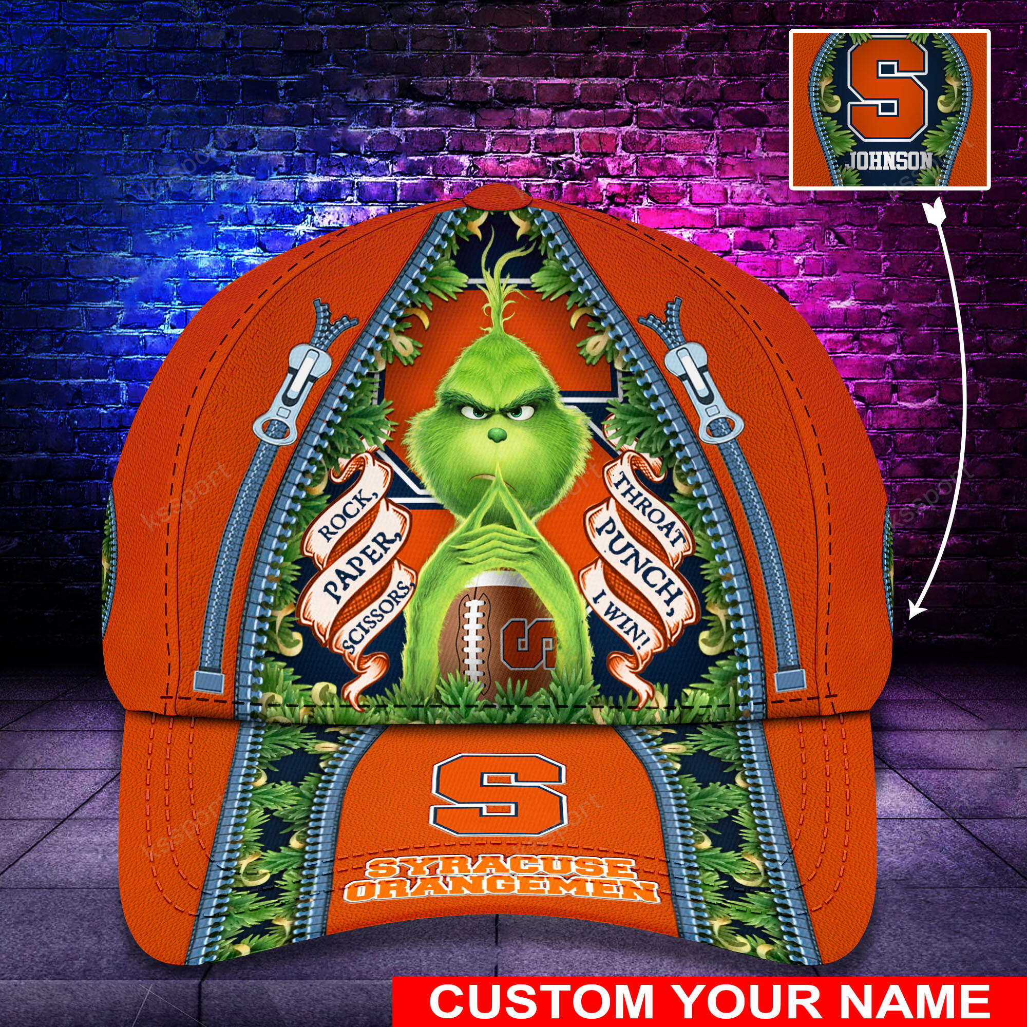 Personalized Grinch Syracuse Orange NCAA Custom Cap1