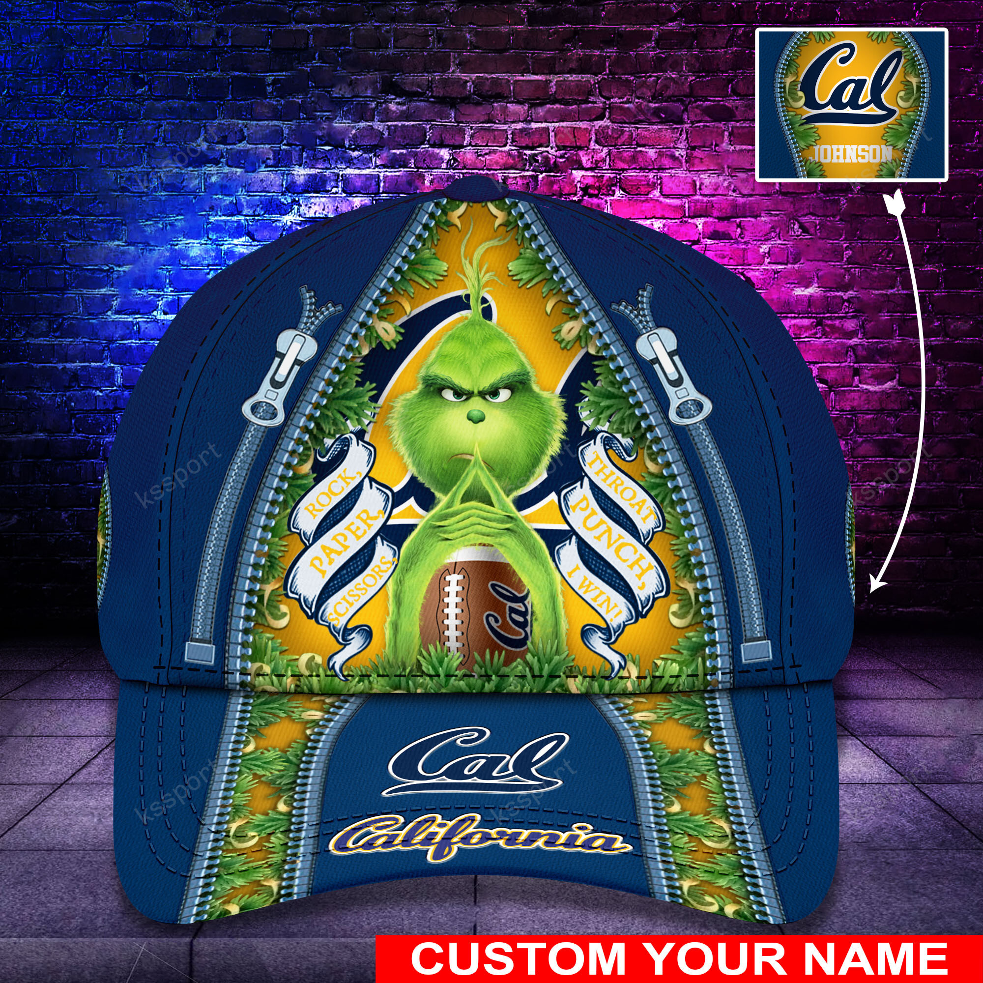 Personalized Grinch California Golden Bears NCAA Custom Cap1