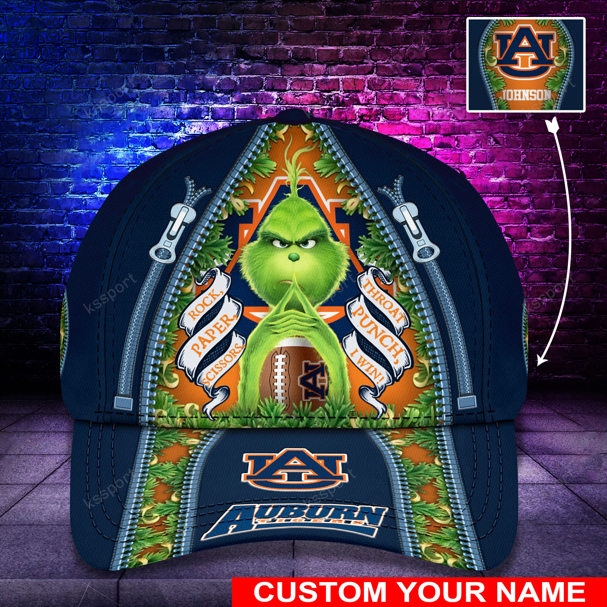 Personalized Grinch Auburn Tigers NCAA Custom Cap1