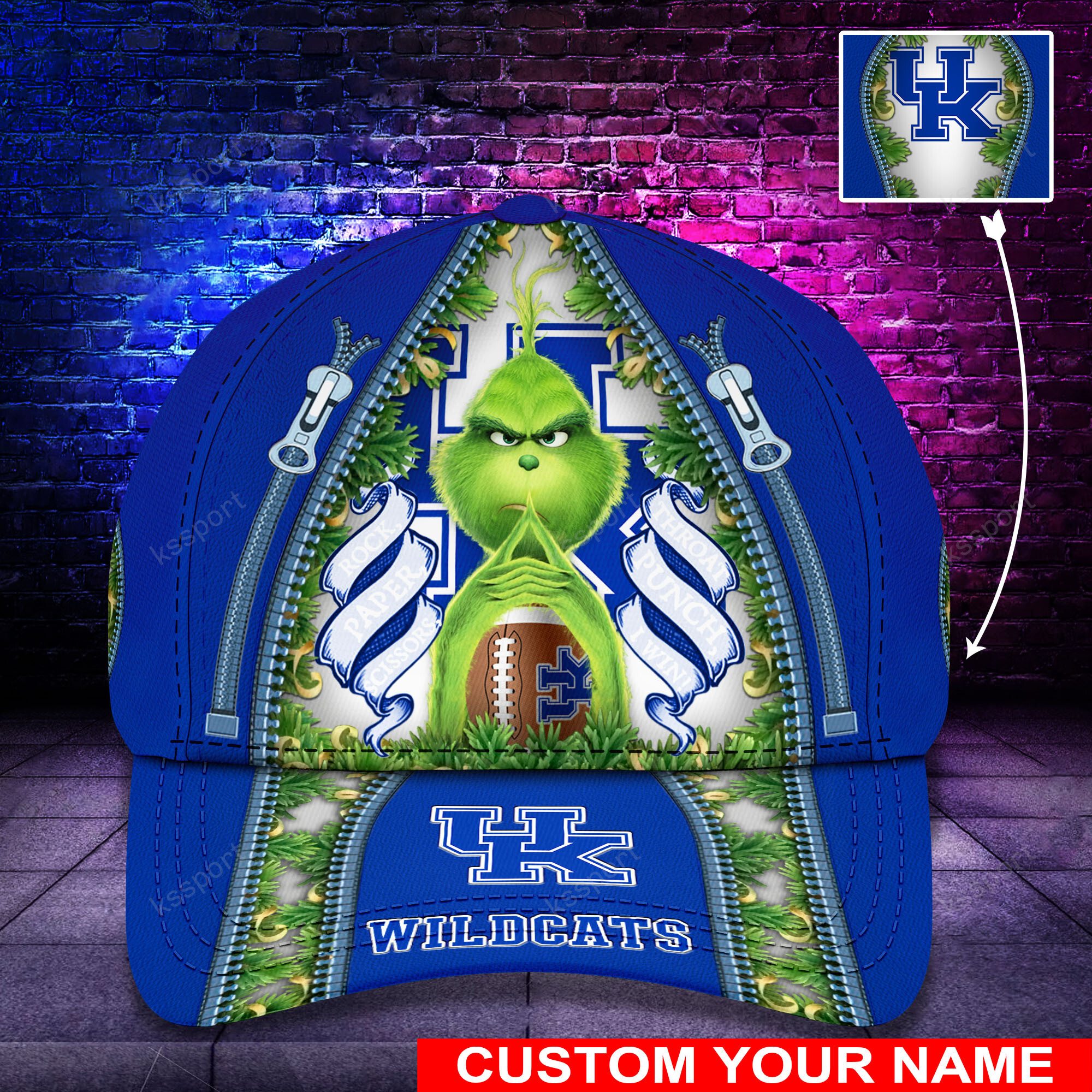 Personalized Grinch Kentucky Wildcats NCAA Custom Cap1