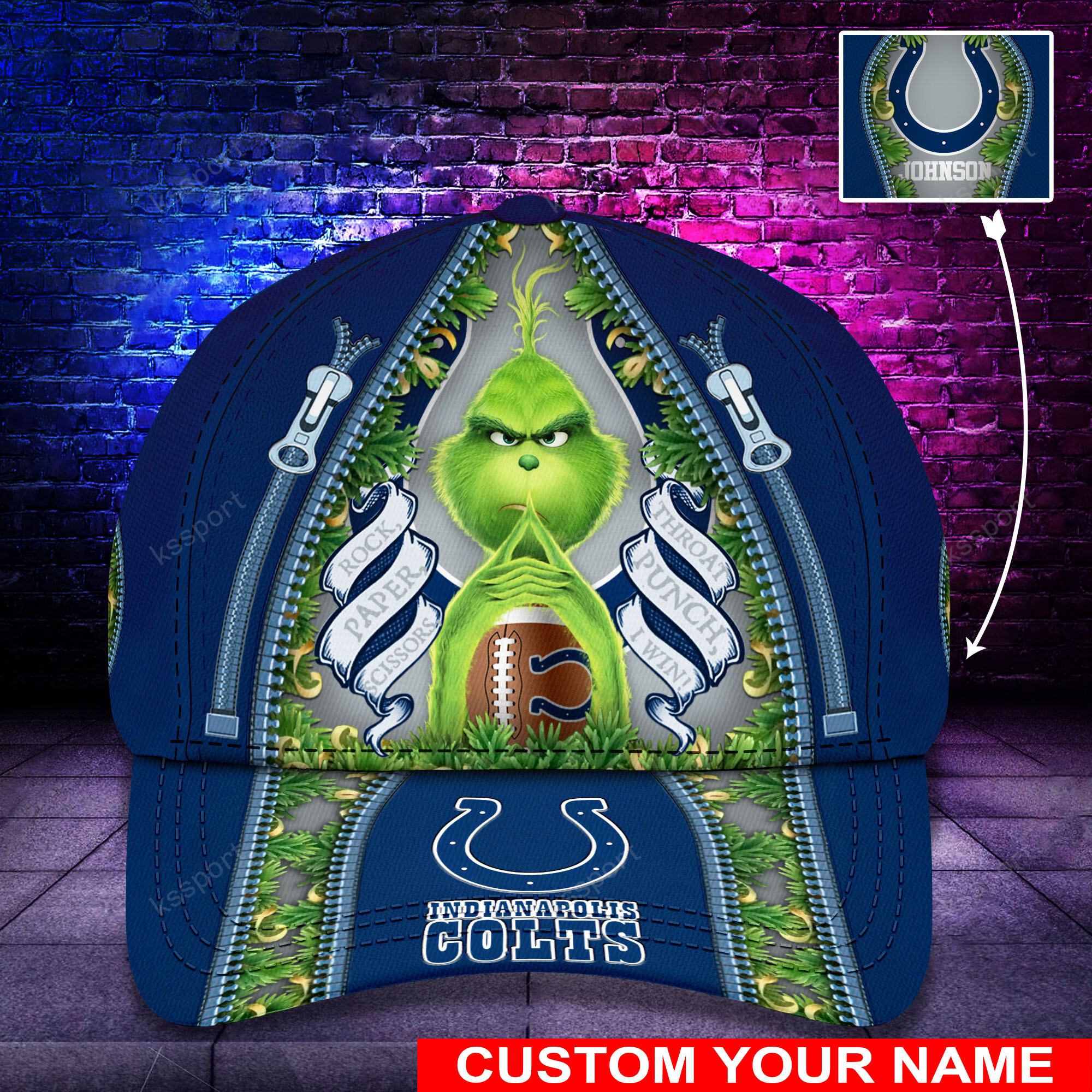 Personalized Grinch Indianapolis Colts NFL Custom Cap1